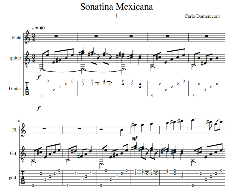 Carlo Domeniconi - Sonatina Mexicana  for Flute and guitar